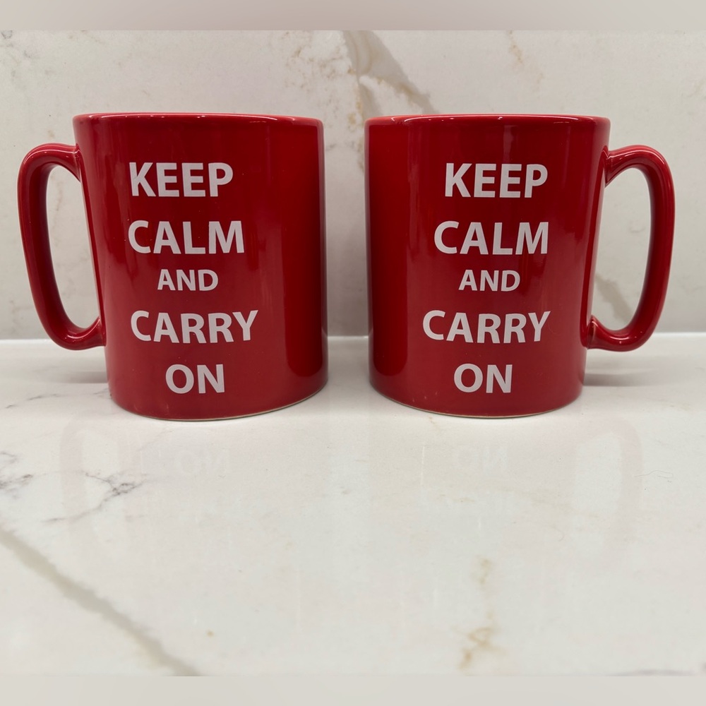 Extra Large The Old Pottery Company Keep Calm and Carry On Red Coffee Mugs 22 oz